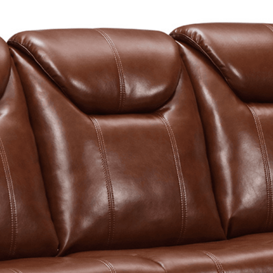 Close-up of a brown leather sofa