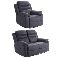 Conway Grey Fabric Manual Recliner 2+1 Seater Sofa Set
