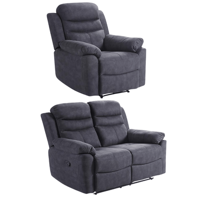 Conway Grey Fabric Manual Recliner 2+1 Seater Sofa Set