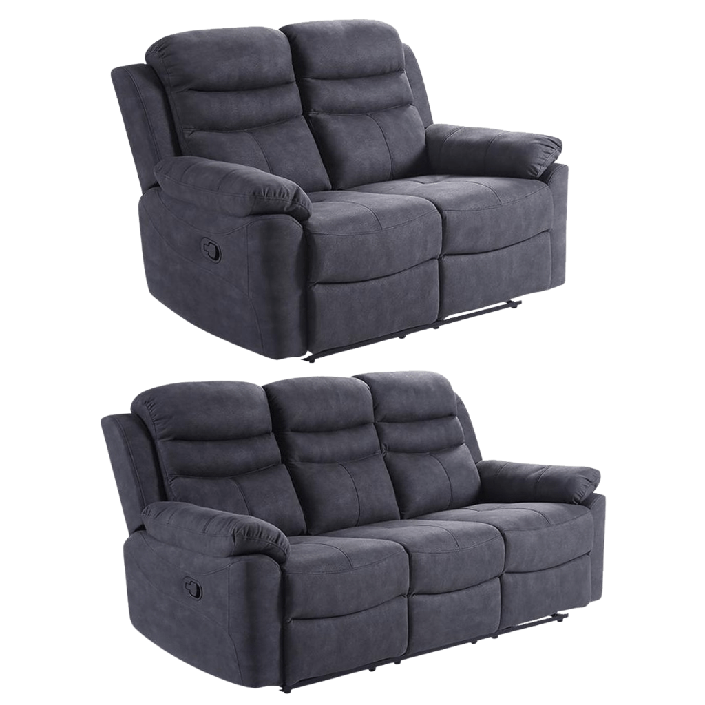 Conway Grey Fabric Manual Recliner 3+2 Seater Sofa Set - Furniture Instore