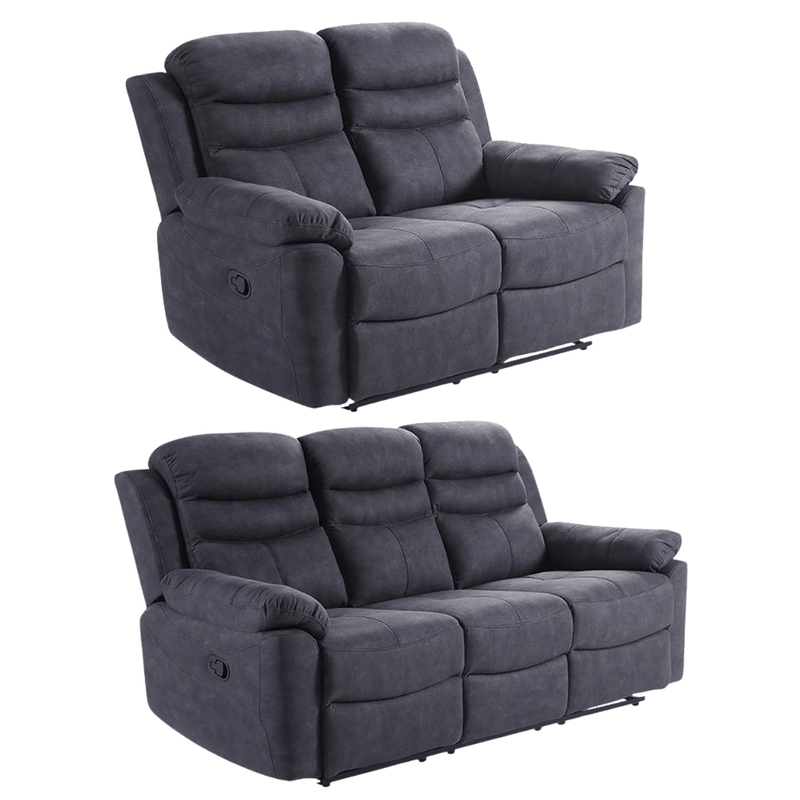 Conway Grey Fabric Manual Recliner 3+2 Seater Sofa Set - Furniture Instore