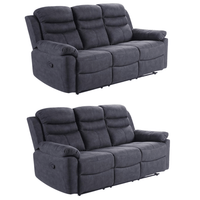 Conway Grey Fabric Manual Recliner 3+3 Seater Sofa Set - Furniture Instore