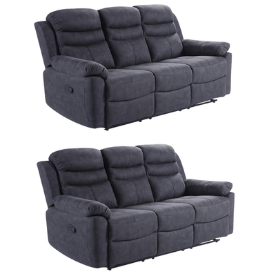 Conway Grey Fabric Manual Recliner 3+3 Seater Sofa Set