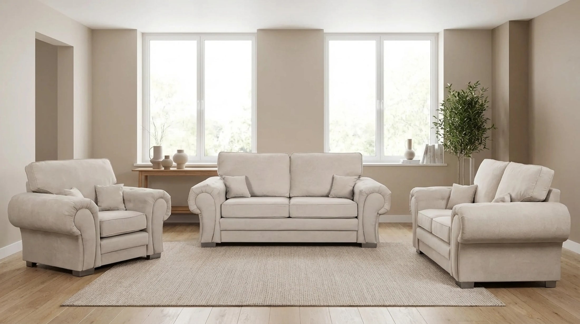 Cream leather sofa - Furniture Instore