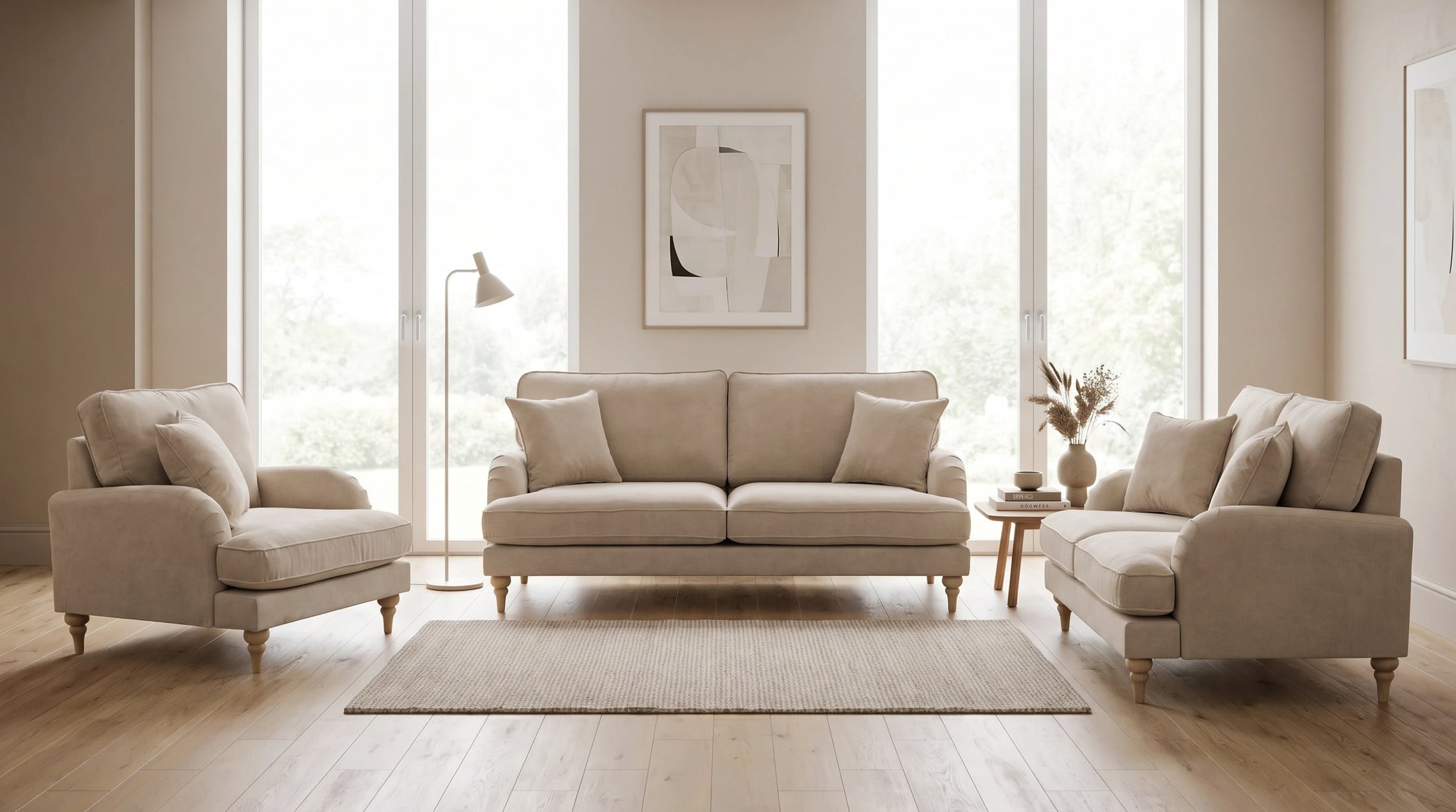 Livie Cream Fabric 2+1+1 Seater Sofa Set | Modern Comfort – Furniture Instore