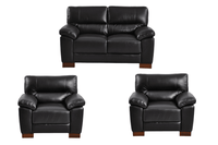 Dalmore Genuine Leather Black 2+1+1 Seater Sofa Set