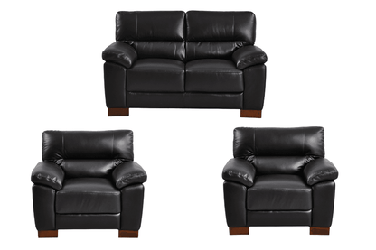 Dalmore Genuine Leather Black 2+1+1 Seater Sofa Set