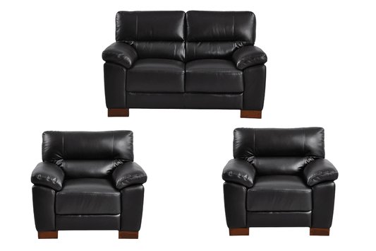 Dalmore Genuine Leather Black 2+1+1 Seater Sofa Set