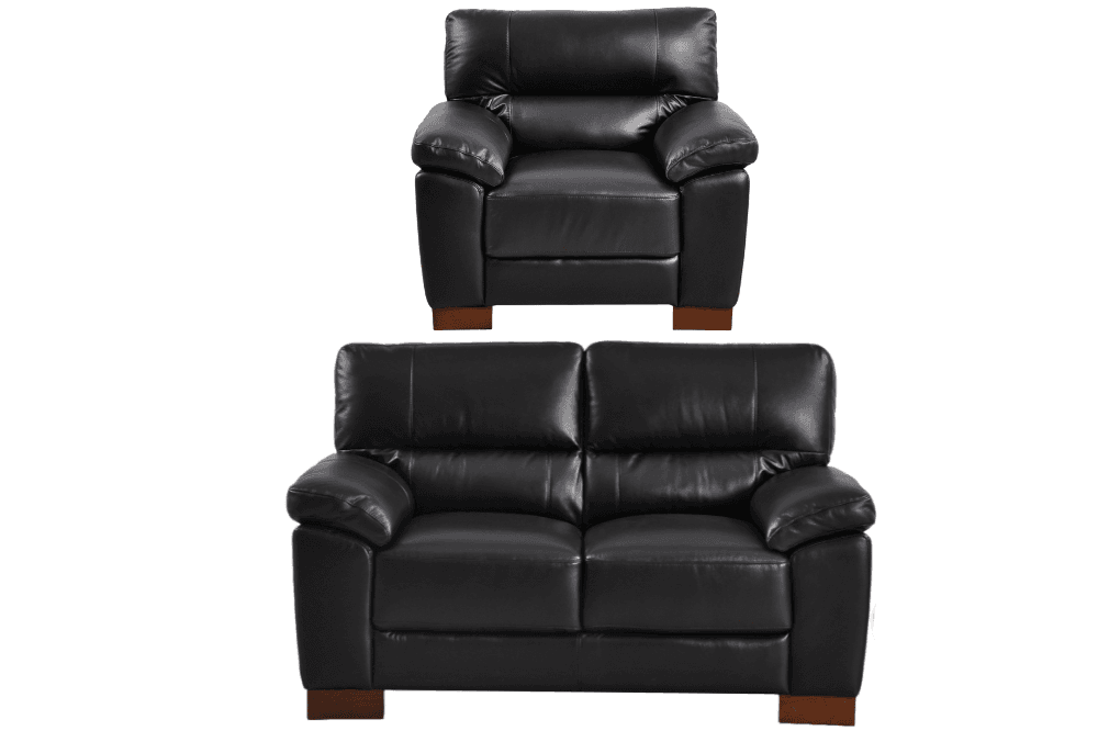 Dalmore Genuine Leather Black 2+1 Seater Sofa Set