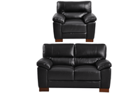Dalmore Genuine Leather Black 2+1 Seater Sofa Set