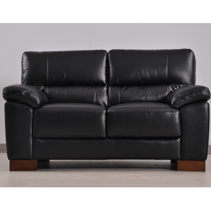 Dalmore Black 2-seater sofa front facing in room setting with modern sleek design
