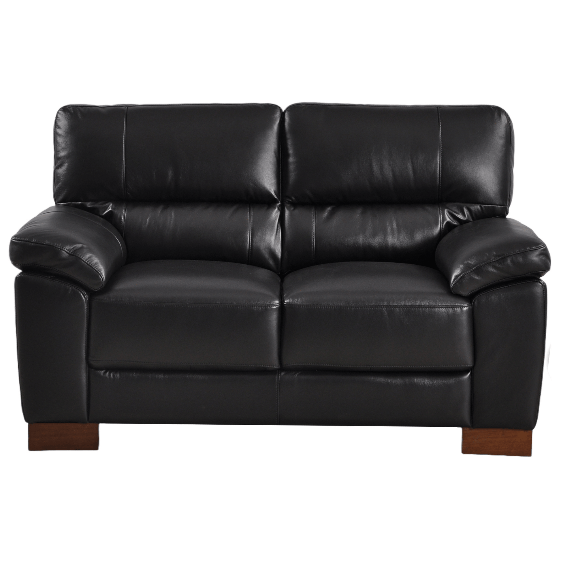 Dalmore Black 2-seater sofa front facing on white background with modern sleek design