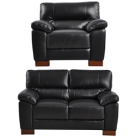 Dalmore Genuine Leather Black 2+1 Seater Sofa Set