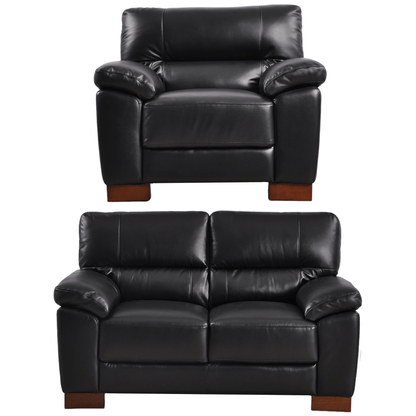 Dalmore Black 2+1 sofa combo angled view on white background with modern sleek design