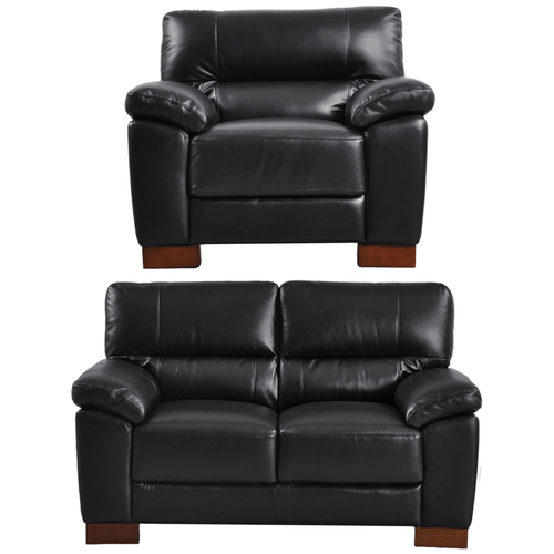 Dalmore Genuine Leather Black 2+1 Seater Sofa Set