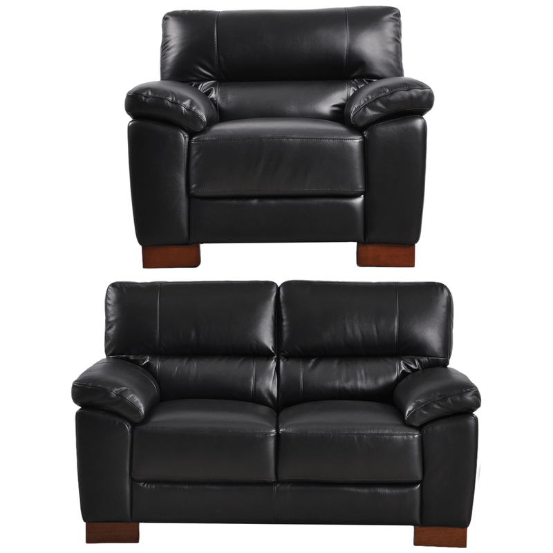 Dalmore Black 2+1 sofa combo angled view on white background with modern sleek design
