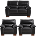 Dalmore Genuine Leather Black 2+1+1 Seater Sofa Set