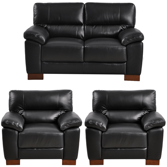 Dalmore Black 2+1+1 sofa combo angled view on white background with modern sleek design