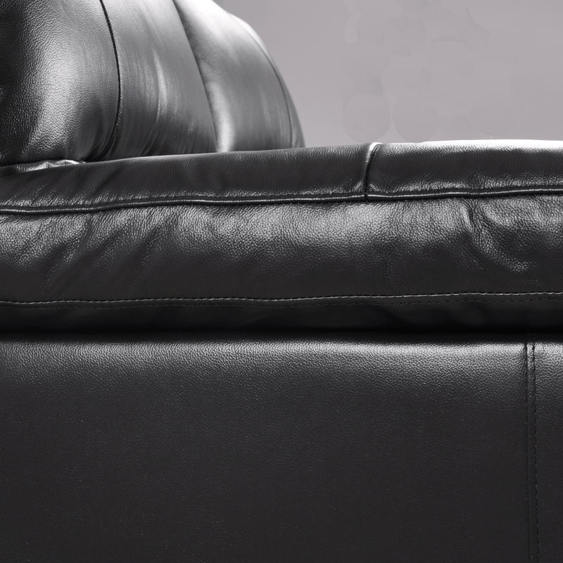 Dalmore Black 2-seater sofa close-up view on white background highlighting fabric texture and sleek design