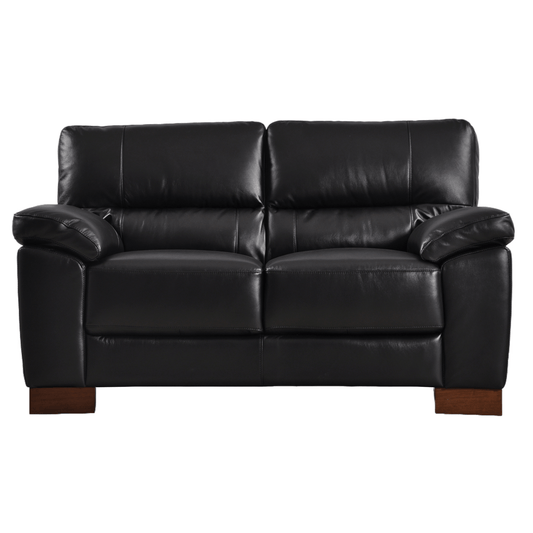 Dalmore Black 2-seater sofa front facing on white background with modern sleek design