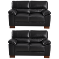 Dalmore Genuine Leather Black 2+2 Seater Sofa Set