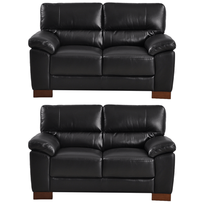Dalmore Genuine Leather Black 2+2 Seater Sofa Set