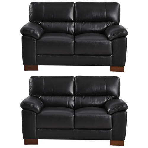 Dalmore Genuine Leather Black 2+2 Seater Sofa Set