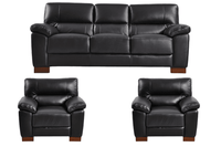 Dalmore Genuine Leather Black 3+1+1 Seater Sofa Set