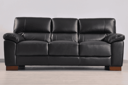 Dalmore Genuine Leather Black 3+1+1 Seater Sofa Set