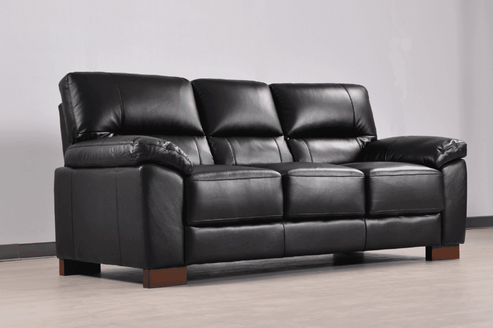 Dalmore Genuine Leather Black 3+1+1 Seater Sofa Set