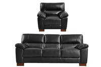 Dalmore Genuine Leather Black 3+1 Seater Sofa Set
