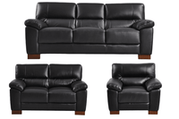 Dalmore Genuine Leather Black 3+2+1 Seater Sofa Set