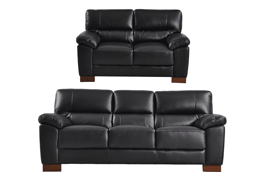 Dalmore Genuine Leather Black 3+2 Seater Sofa Set