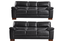 Dalmore Genuine Leather Black 3+3 Seater Sofa Set