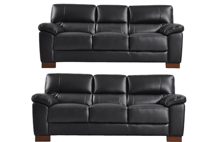 Dalmore Genuine Leather Black 3+3 Seater Sofa Set