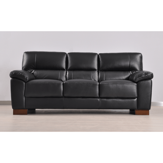 Dalmore Genuine Leather Black 3 Seater Sofa - Furniture Instore