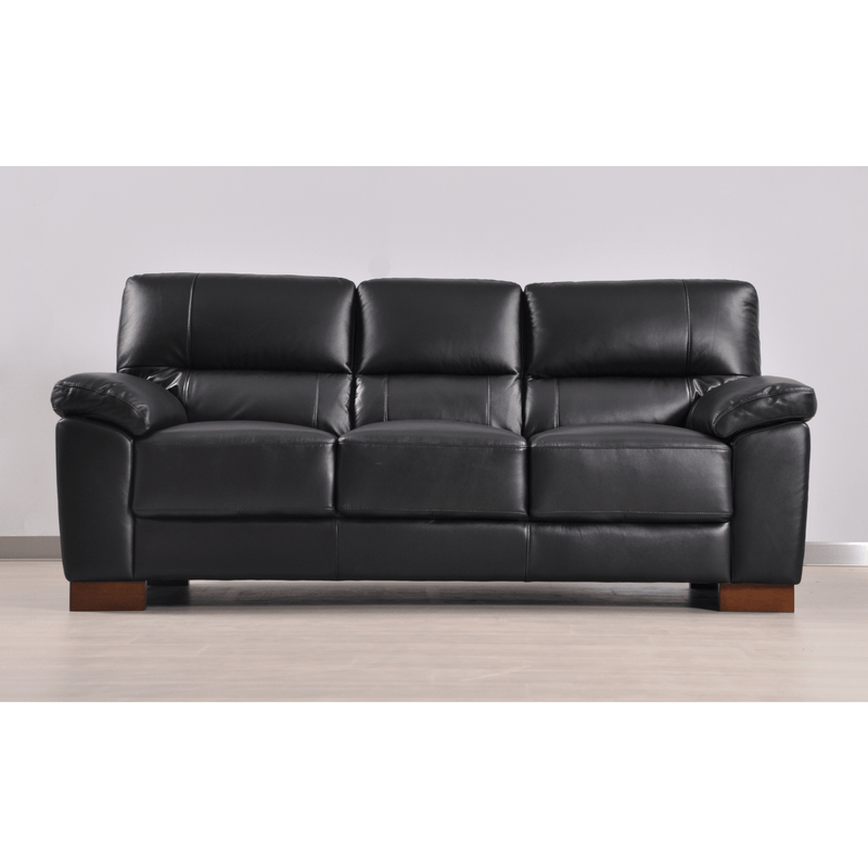 Dalmore Black 3-seater sofa front facing in room setting with modern sleek design