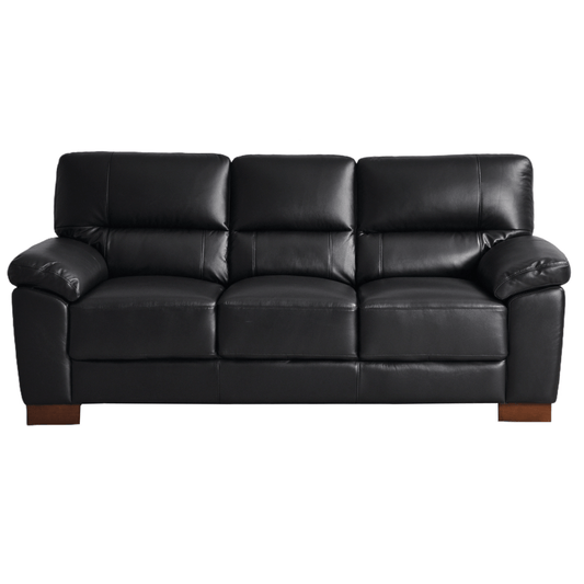 Dalmore Genuine Leather Black 3 Seater Sofa - Furniture Instore