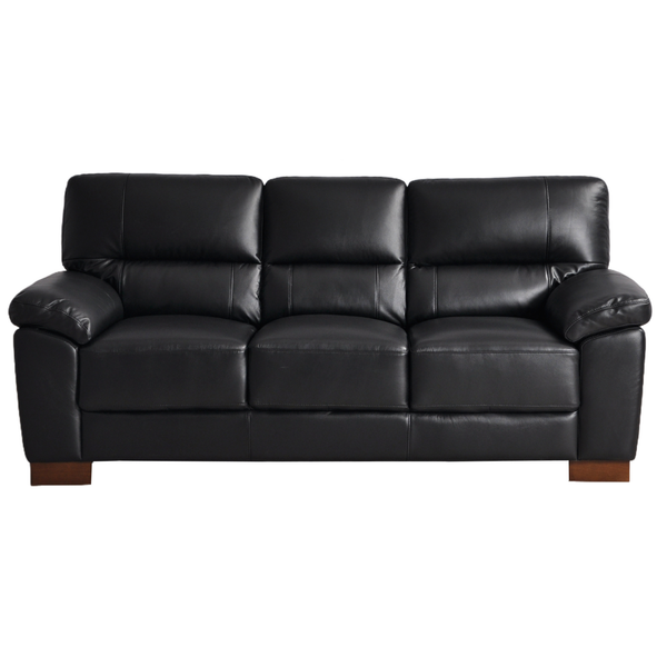 Dalmore Genuine Leather Black 3 Seater Sofa