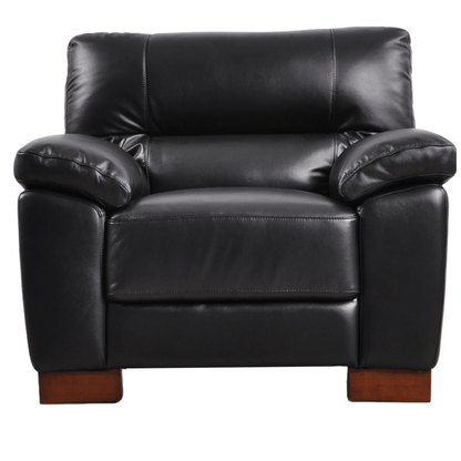 Dalmore Black armchair front facing on white background with modern sleek design