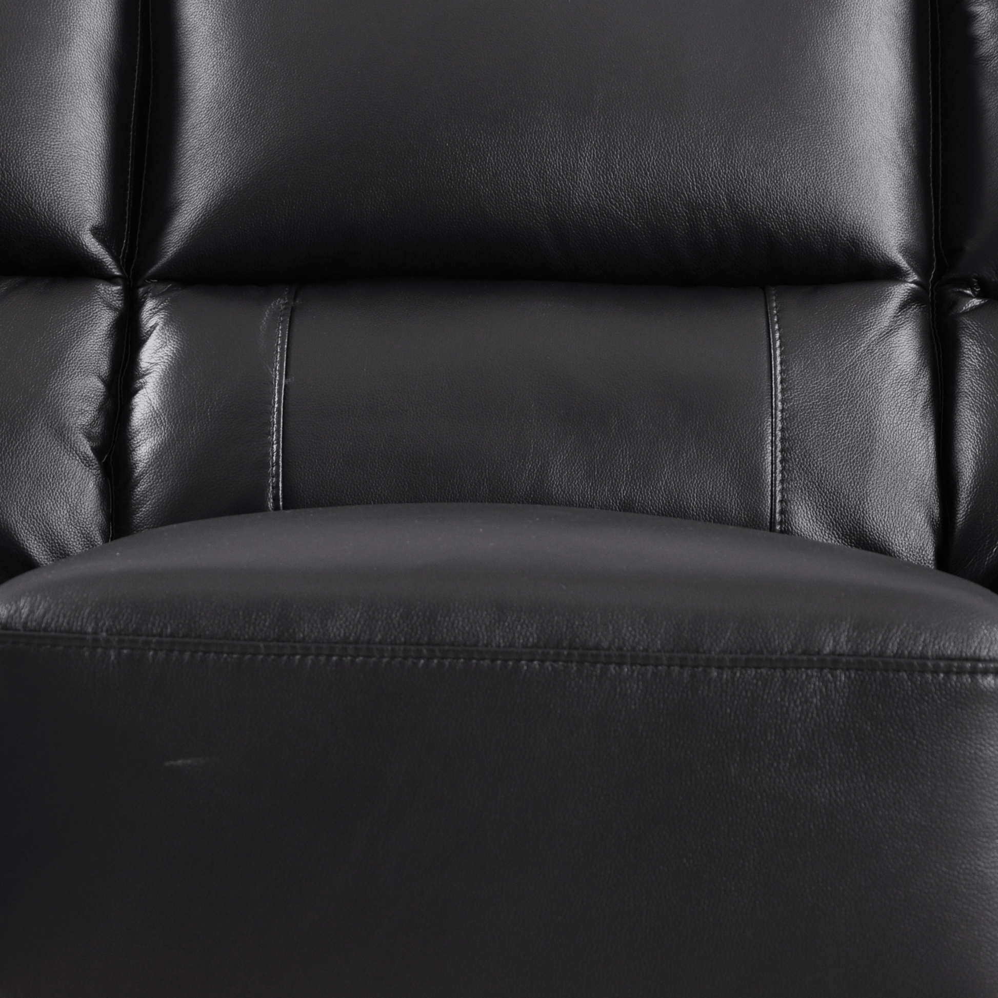 Dalmore Black 3-seater sofa close-up view on white background with modern sleek design