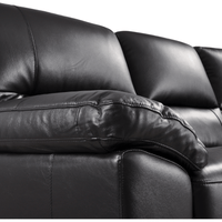 Dalmore Black 3-seater sofa close-up view on white background with modern sleek design