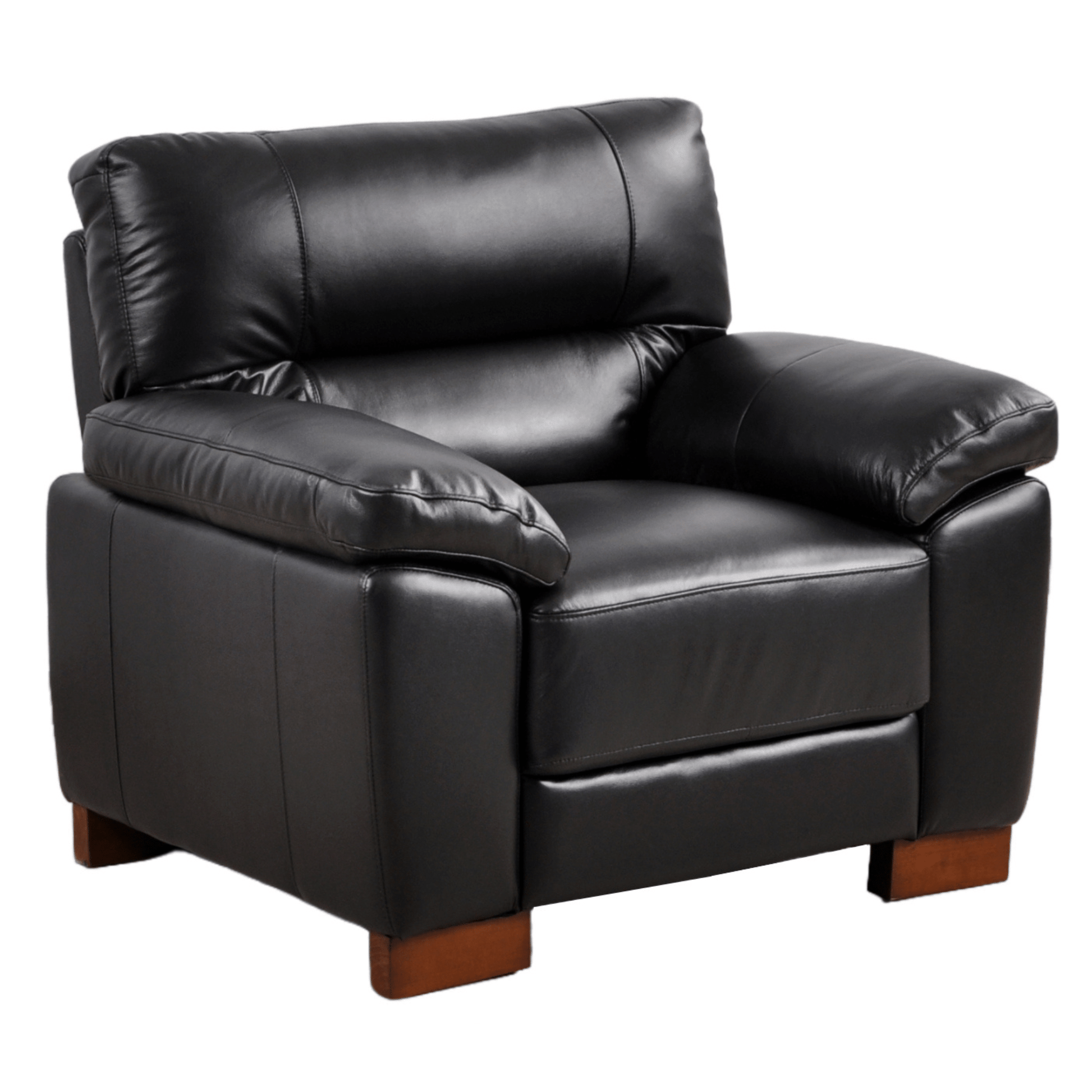 Dalmore Black armchair angled view on white background with modern sleek design