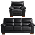 Dalmore Genuine Leather Black 3+1 Seater Sofa Set