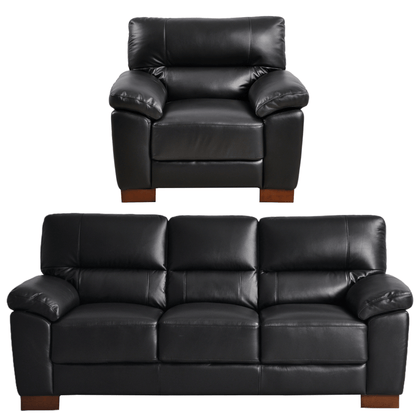 Dalmore Black 3+1 sofa combo angled view on white background with modern sleek design