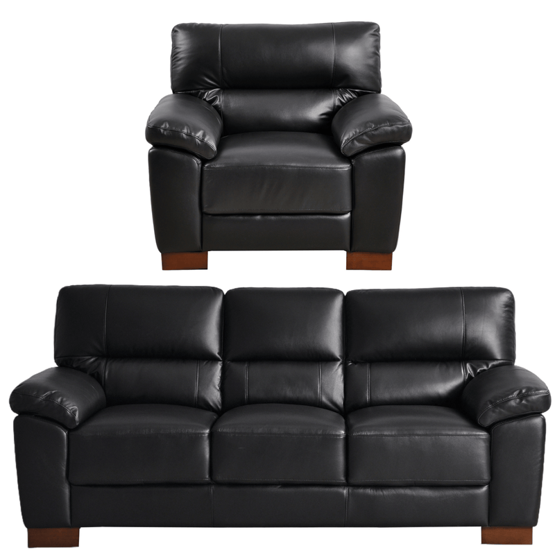 Dalmore Black 3+1 sofa combo angled view on white background with modern sleek design