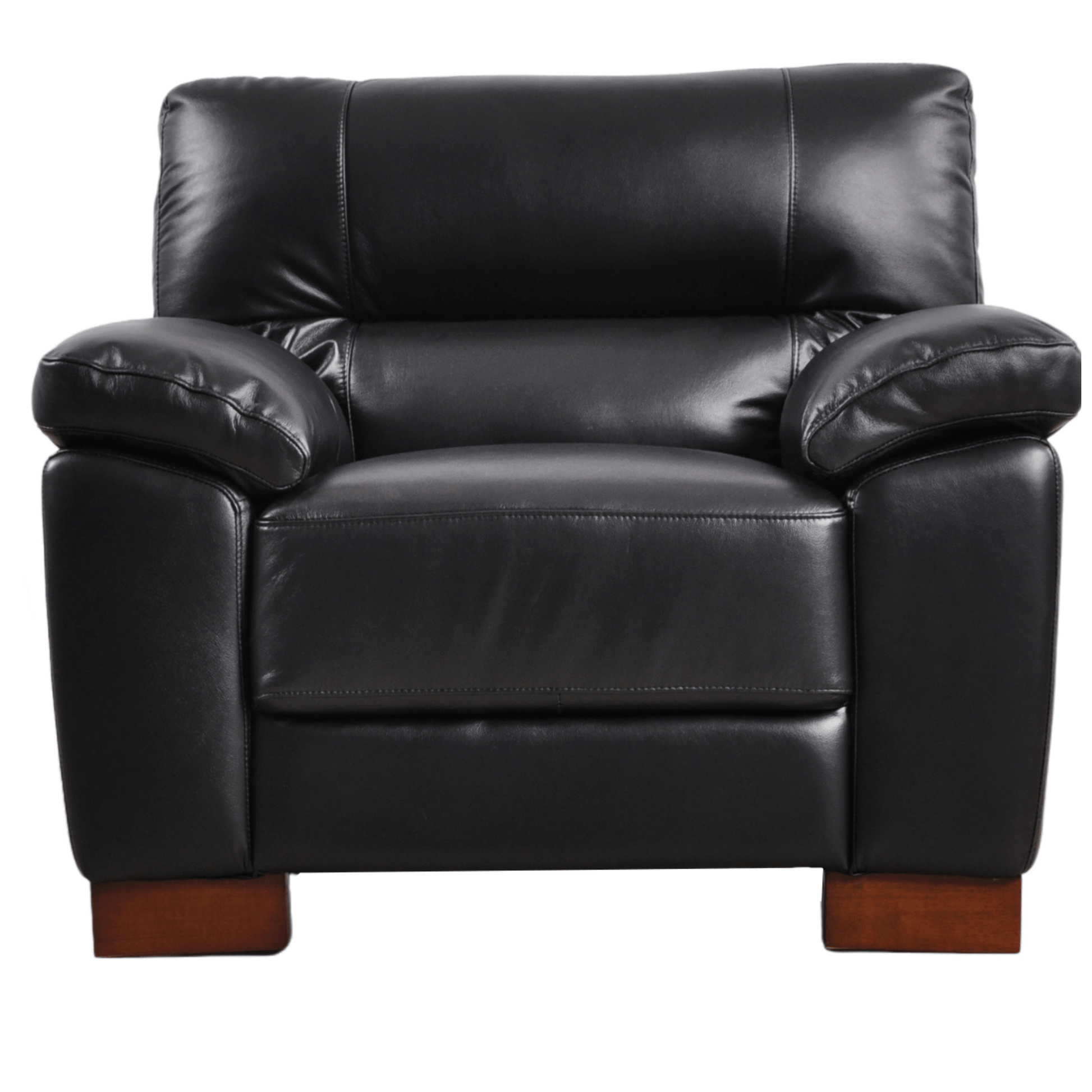Dalmore Black armchair front facing on white background with modern sleek design