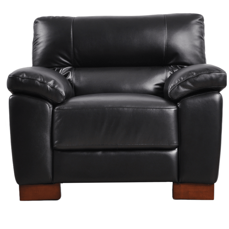 Dalmore Black armchair front facing on white background with modern sleek design