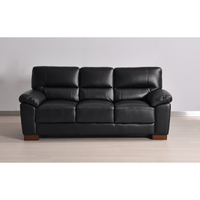 Dalmore Black 3-seater sofa front view, stylish modern roomset with matching furniture pieces