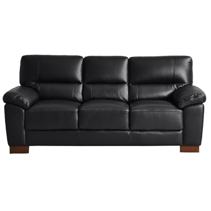 Dalmore Black 3 Seater Sofa – Front-facing angled view on white background, showcasing sleek black upholstery and modern design.